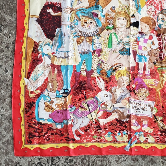 Hermes 'Fairytales' Silk Scarf Carre 90 by Philippe Dauchez - Picture 3 of 6